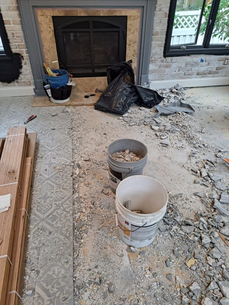Virgen Floors - Dining room floor installation before